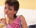 Rene : Hot teen slut fucks her pussy with a banana : sex scene #2