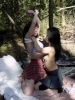 Keiko and Midori : Hot interracial lesbian play in the woods : sex scene #33